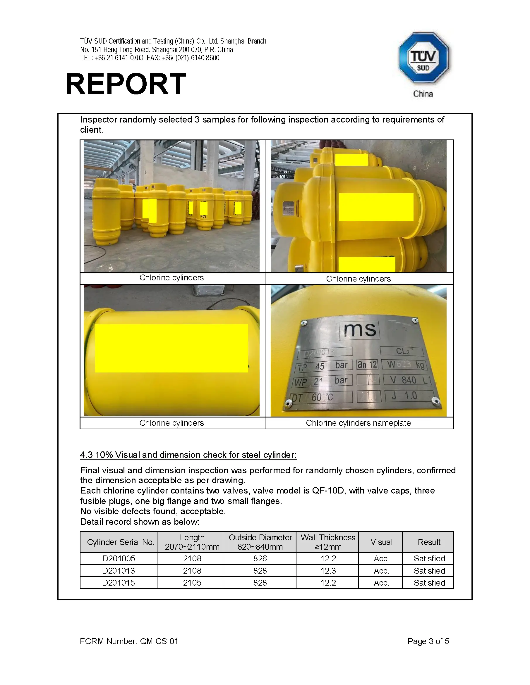chlorine cylinder TUV test report 3