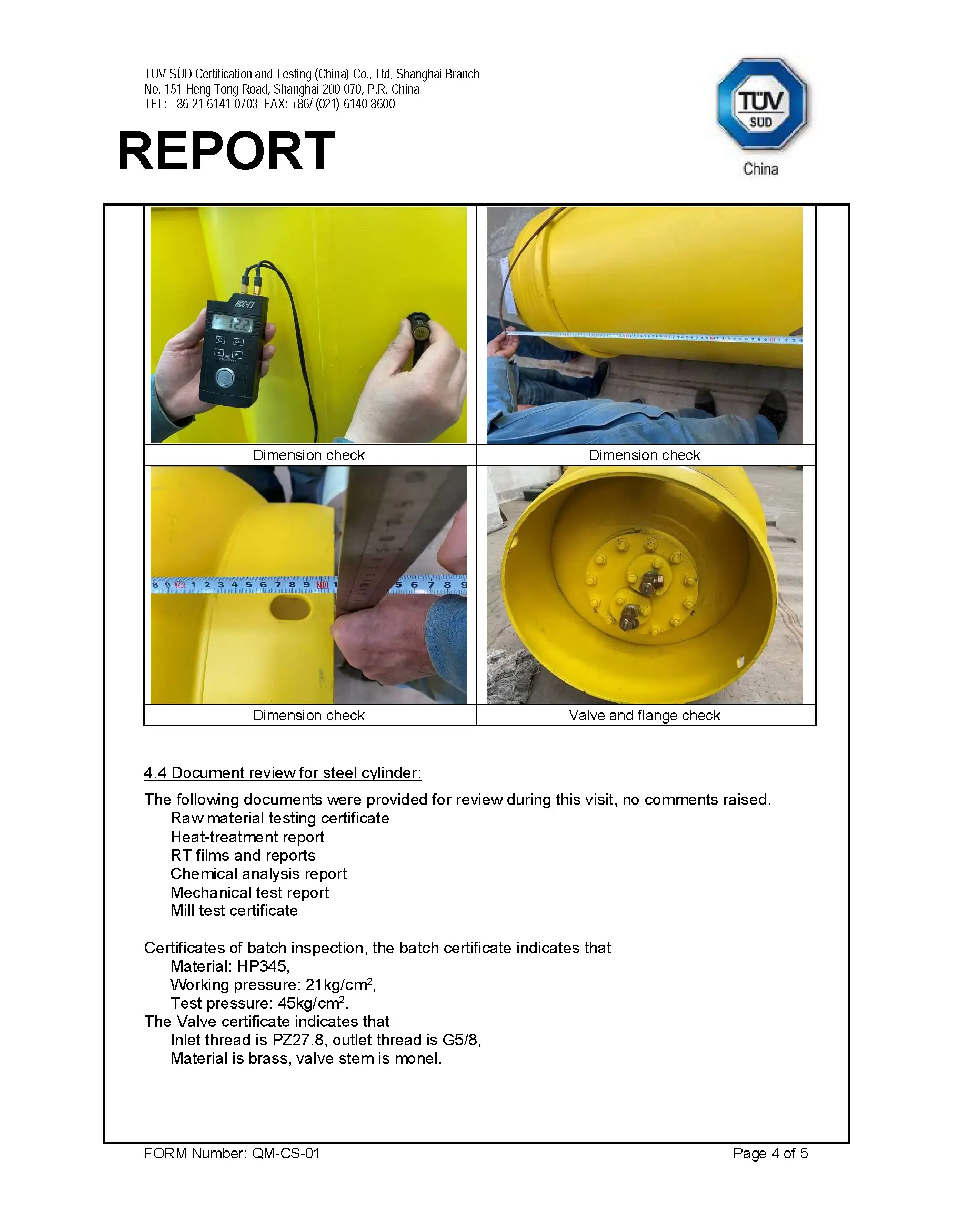 chlorine cylinder TUV test report 4
