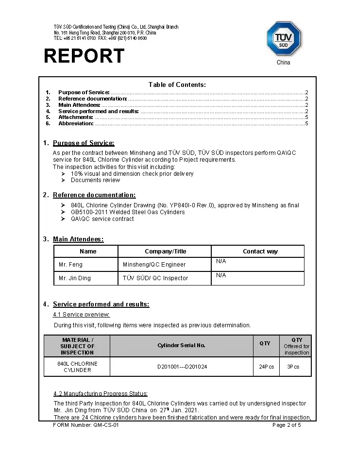 chlorine cylinder test report(TUV) 2
